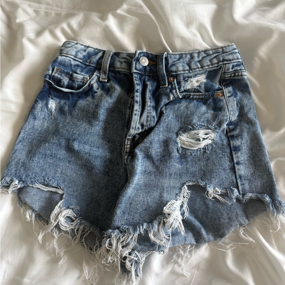 Wild Fable Blue Distressed Jean Shorts High-Waisted